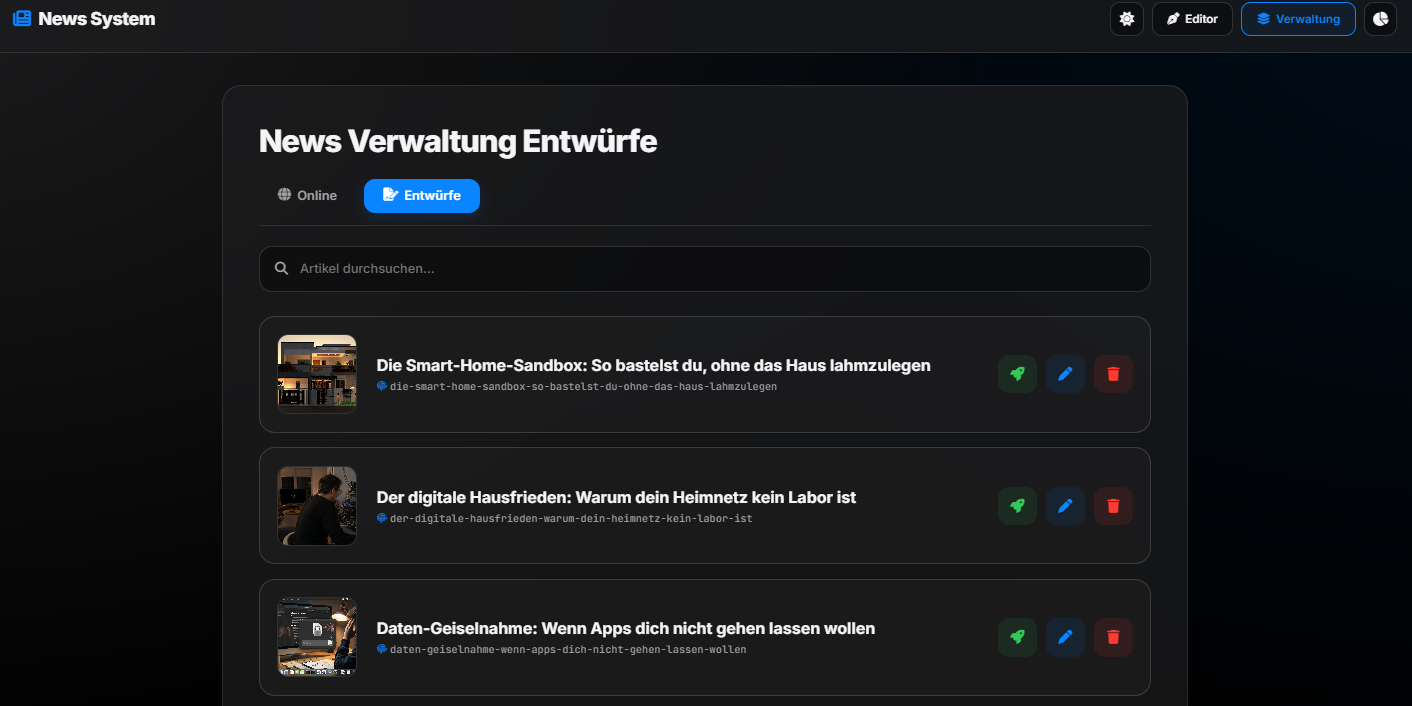VZC CMS Entwürfe